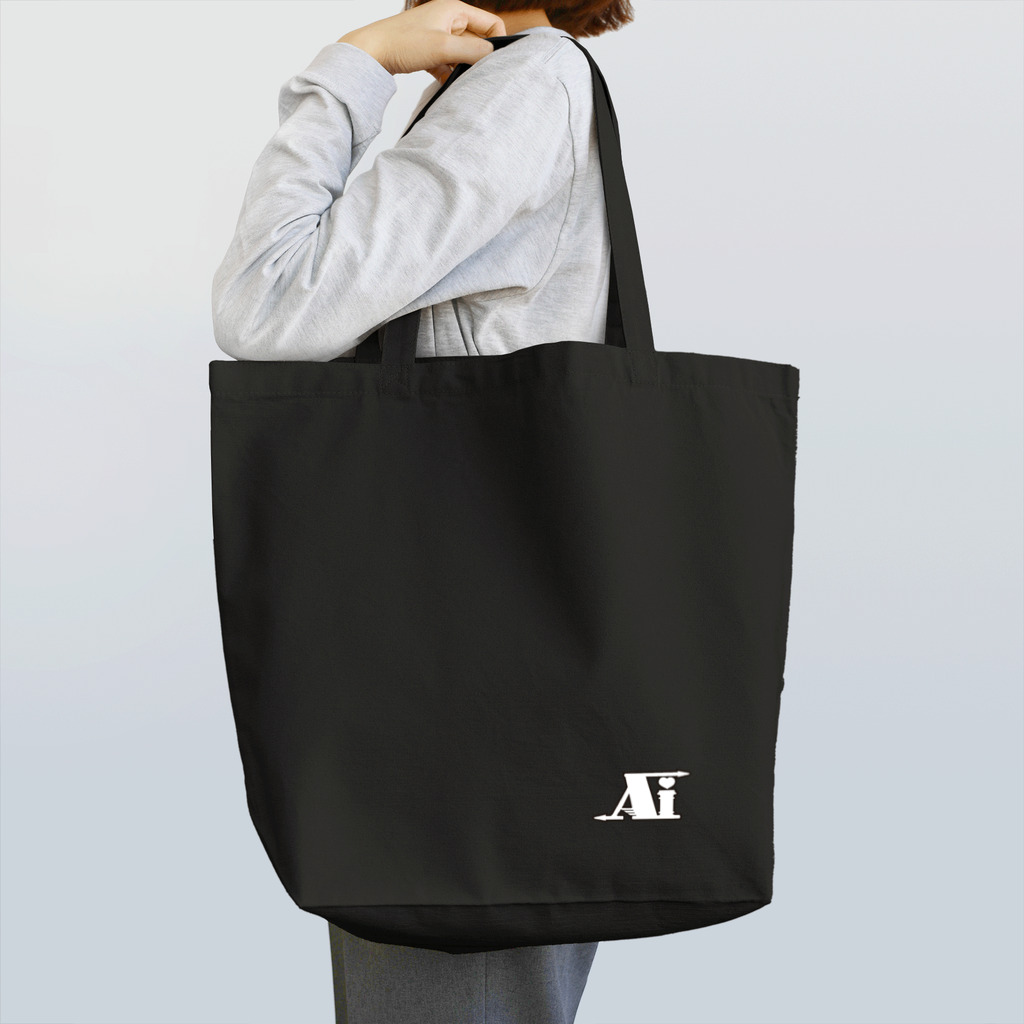 🤍一ノ瀬 彩 🐇⸒⸒ suzuri支店🤍の一ノ瀬彩:LOGO_AI_白黒【英語略】 Tote Bag