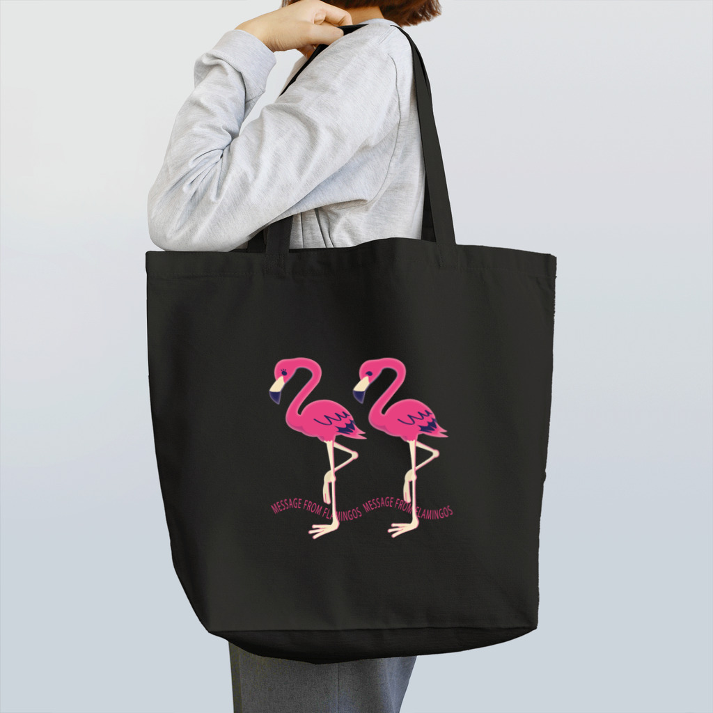 イラスト MONYAAT のCT103 22*フラミンゴのメッセージA Tote Bag