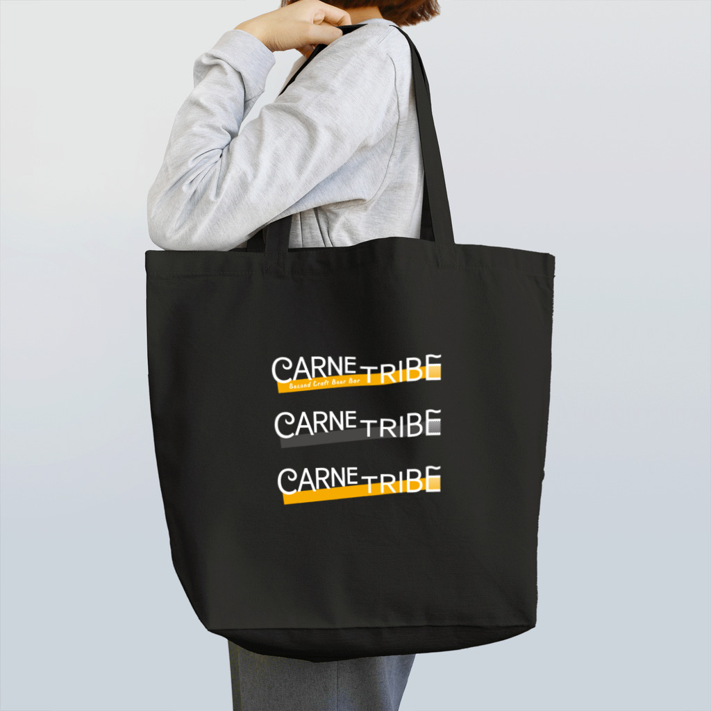 CarneTribe second カルネトライブセカンドクラフトビアバーのCarneTribe 3連ホワイトロゴ トートバッグ トートバッグ