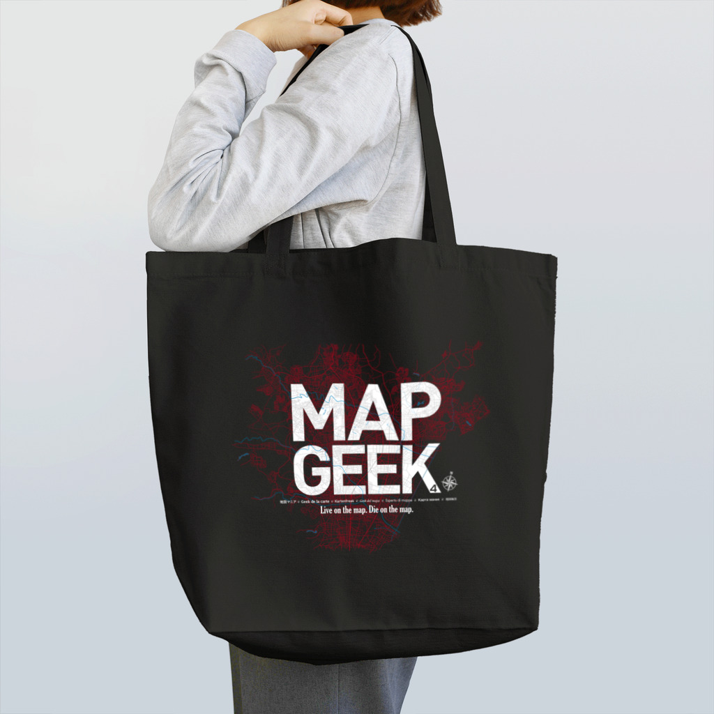 Graphic Design Works Quattroの地図マニア（MAP GEEK）・赤地図 トートバッグ