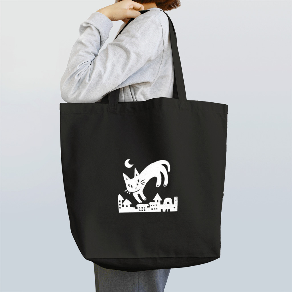 fukunofukuの夜の街を駆ける猫 Tote Bag