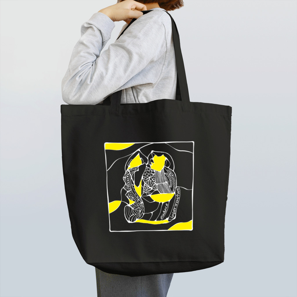 フクハラアキコの【audace × フクハラアキコ】laperirostum柄 Tote Bag