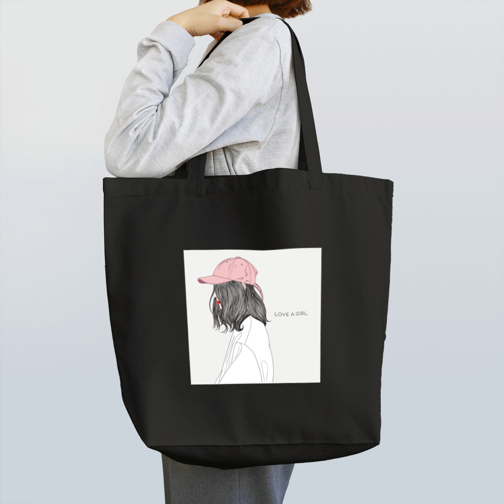 Spindleのlove a girl (pink hat) Tote Bag