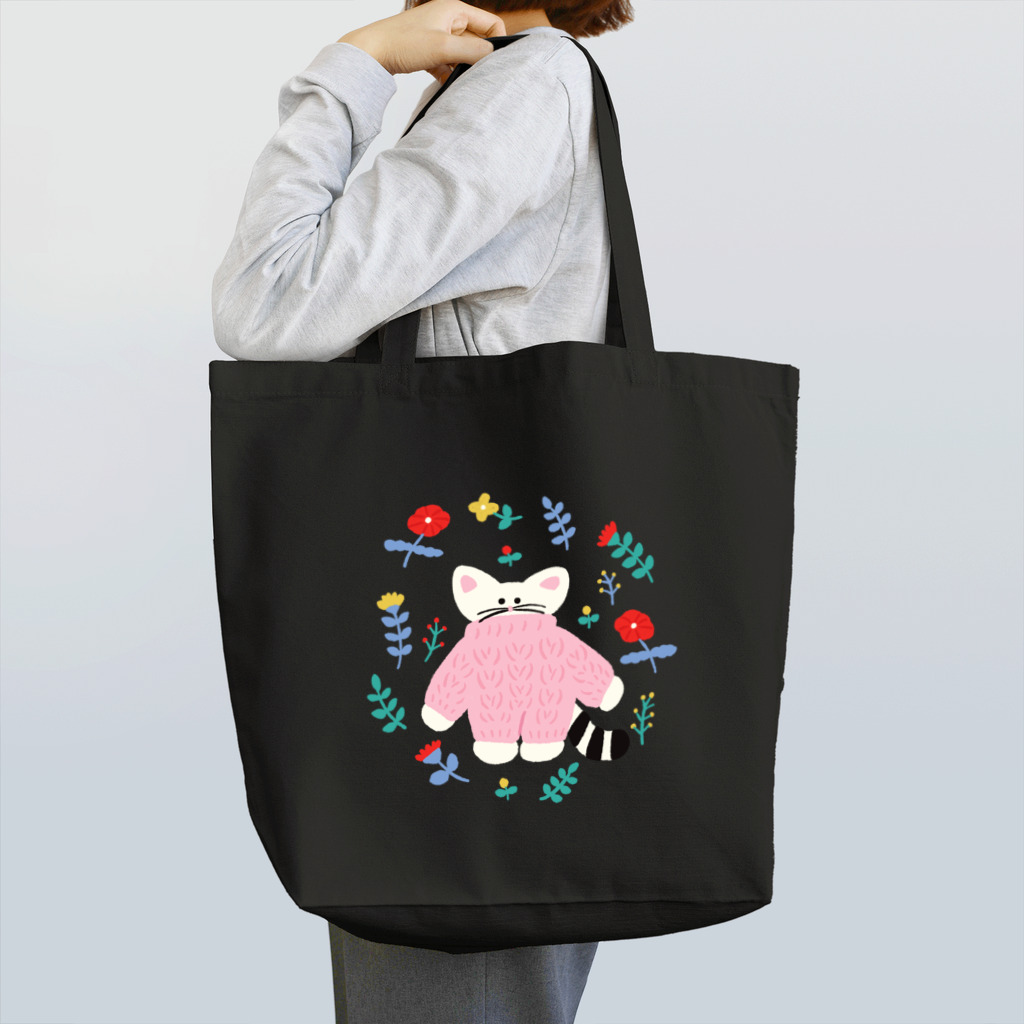 かわべしおん | イラストレーターのflower  cat Tote Bag