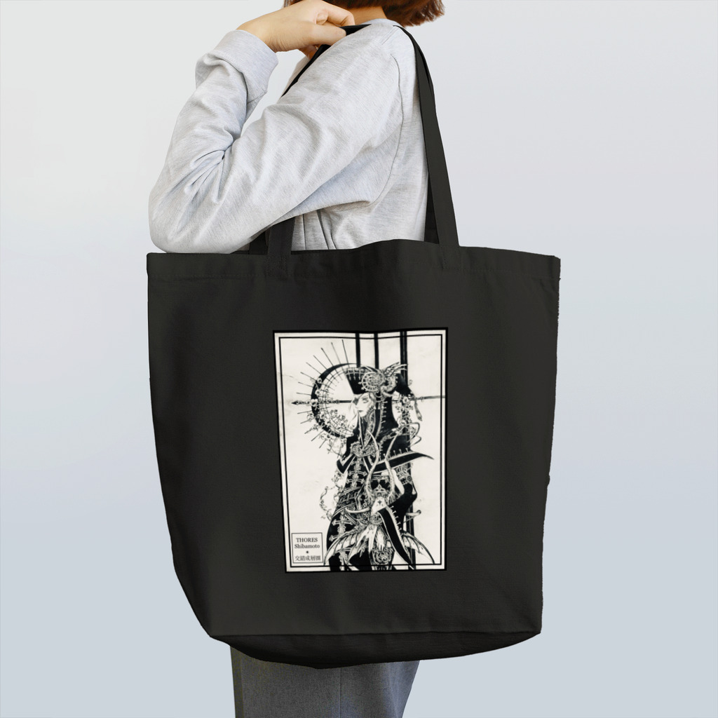 THORES柴本(トーレスしばもと) THORES Shibamotoの漆黒月の旋律(モノクローム) Tote Bag