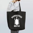 DRIPPEDのRHINOCEROS BEETLE カブトムシ 白ロゴ トートバッグ