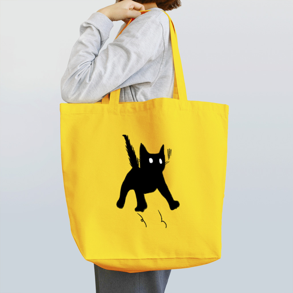 小鳥と映画館のびっくりしたクロネコ Tote Bag