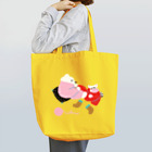 かわべしおん | イラストレーターのおそろいニット_ねことくま Tote Bag