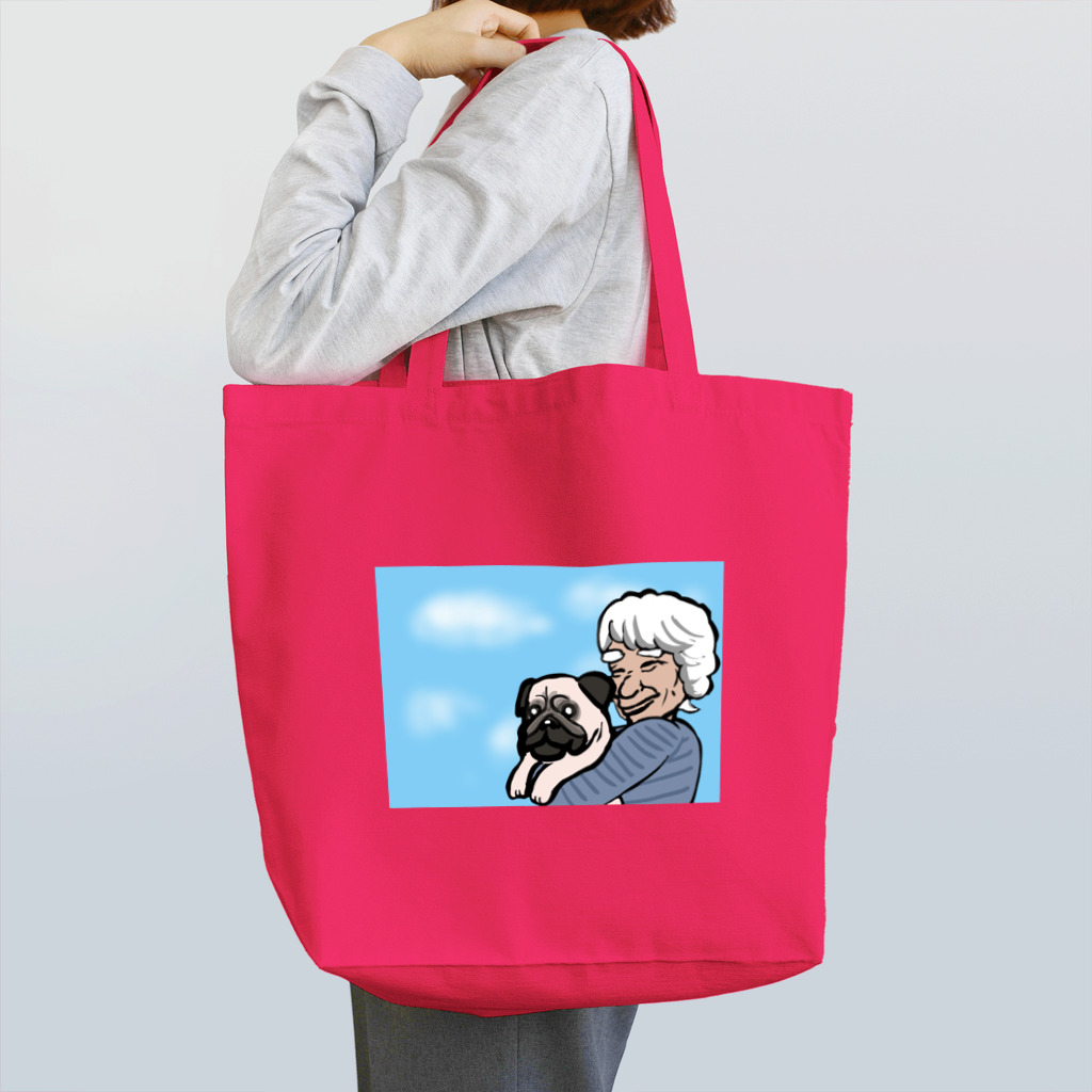 大谷健太のパグ抱く白髪 Tote Bag