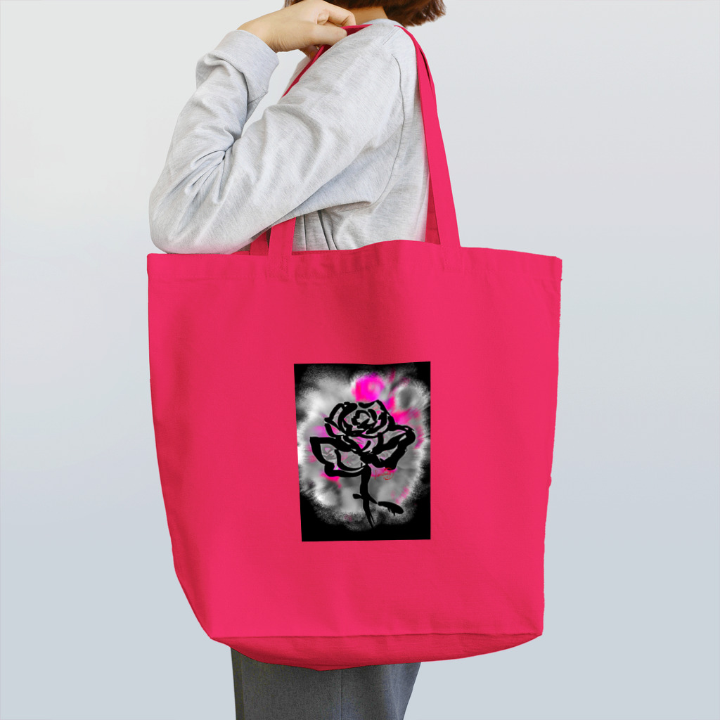 紅空月(kouzuki)designの和筆薔薇_pink トートバッグ