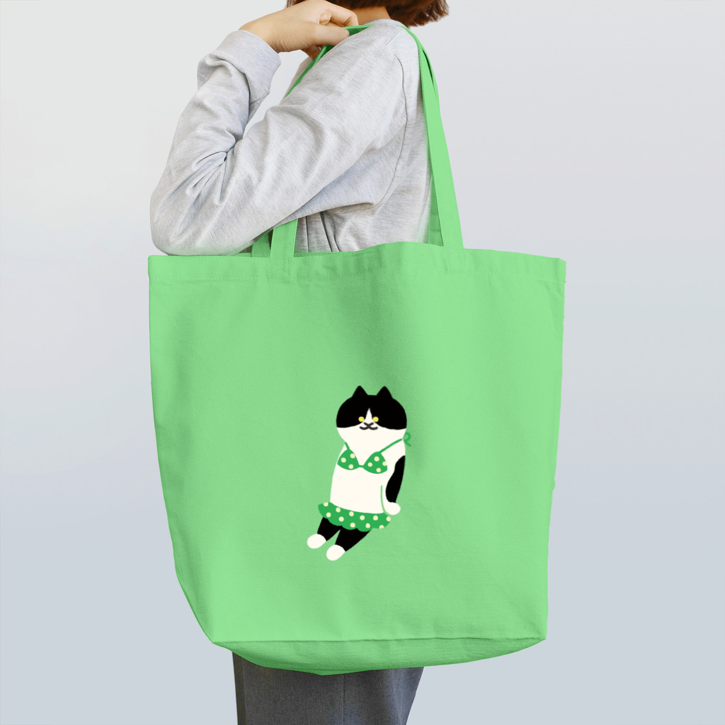 SUIMINグッズのお店の緑のビキニのねこ Tote Bag