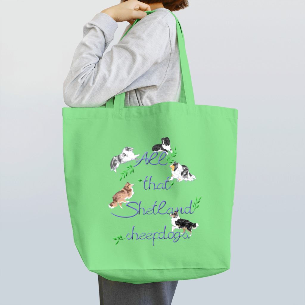 Airy BlueのAll that Shetland sheepdogs Tote Bag