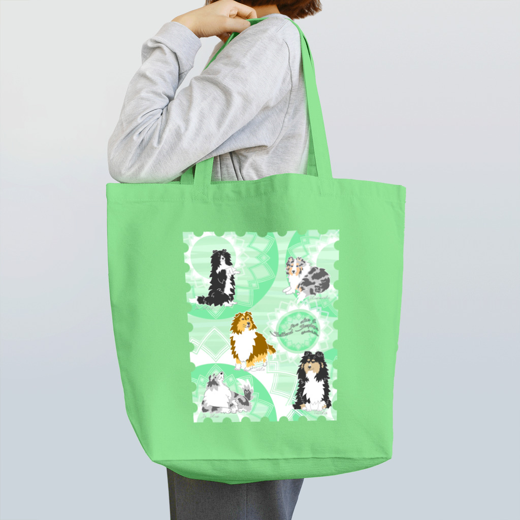 Airy BlueのFive colors of Shetland Sheepdogs.～Mint green～ トートバッグ