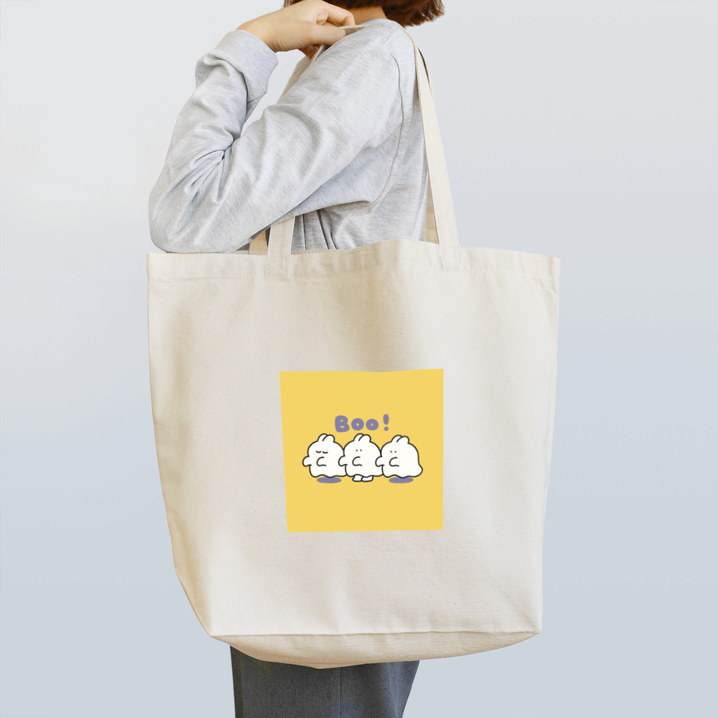 タヌキ シオリのおばけうさぎ　四角 Tote Bag