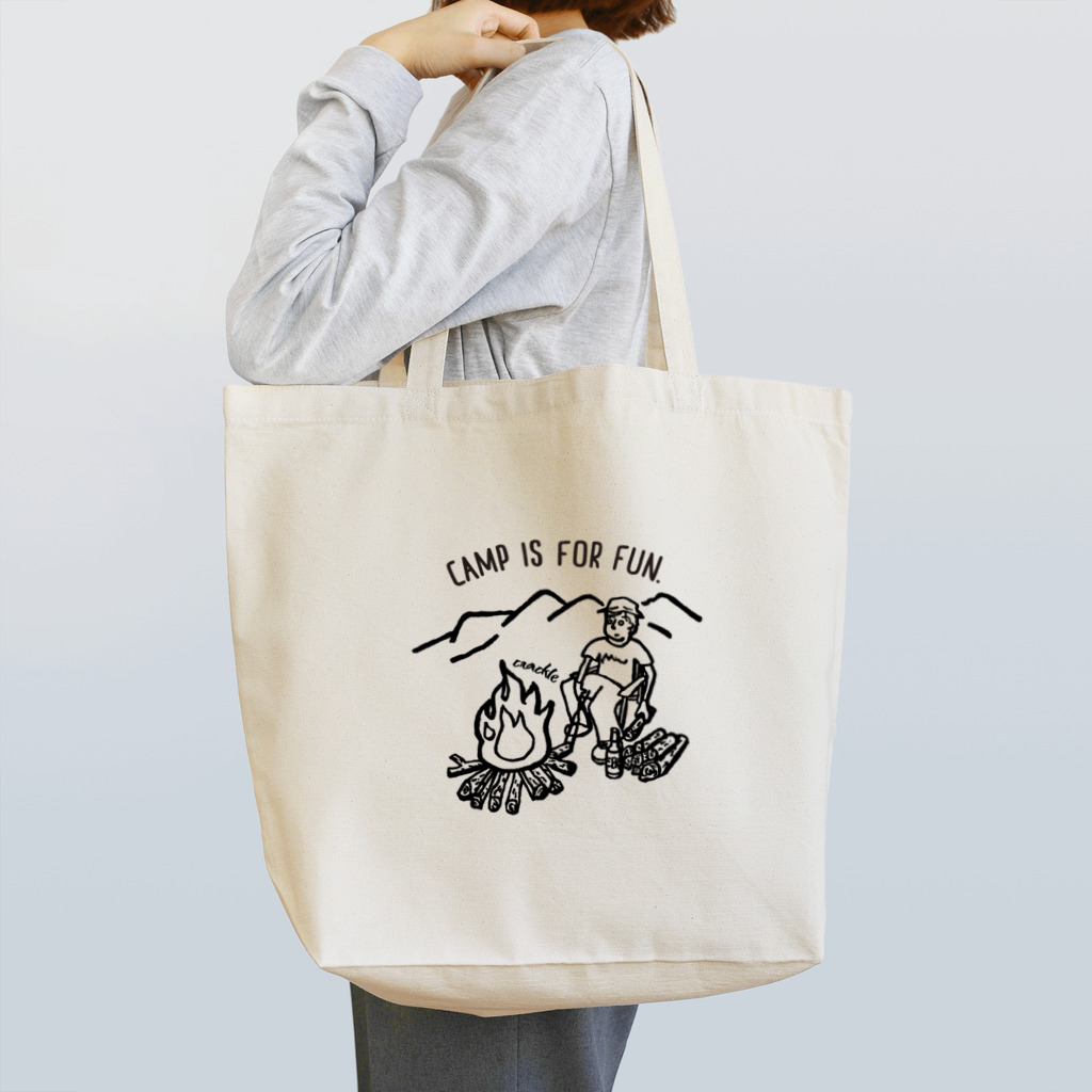 Too fool campers Shop!のCAMP IS FOR FUN01(黒文字) Tote Bag