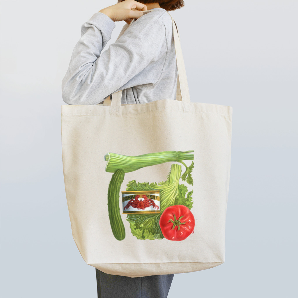 オハデザイン（大橋正の作品）のセロリ・トマト・キュウリ・かに缶 Tote Bag