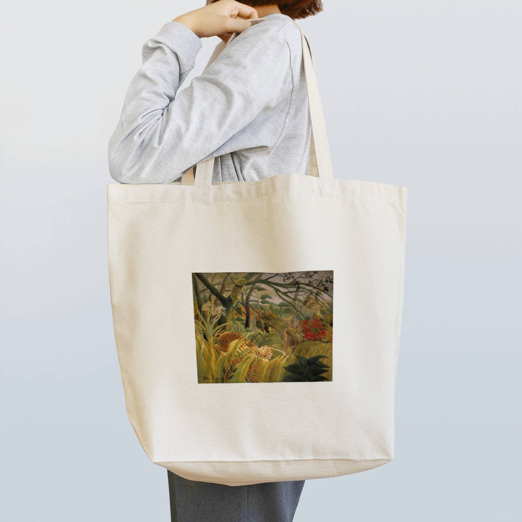 Art Baseの熱帯嵐のなかのトラ / アンリ・ルソー(Tiger in a Tropical Storm(Surprised!)1891) Tote Bag