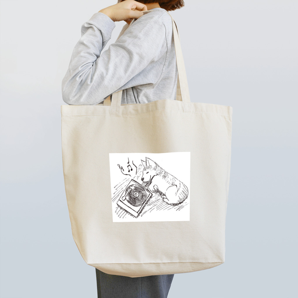 ムシコ・アニマルズ Musico Animalsのコーギーとレコード Tote Bag