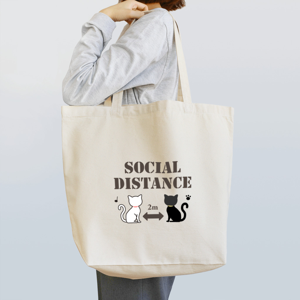 little lion house公式ショップ（大人のためのねこ）のソーシャルディスタンスを意識した猫のエコバック Tote Bag