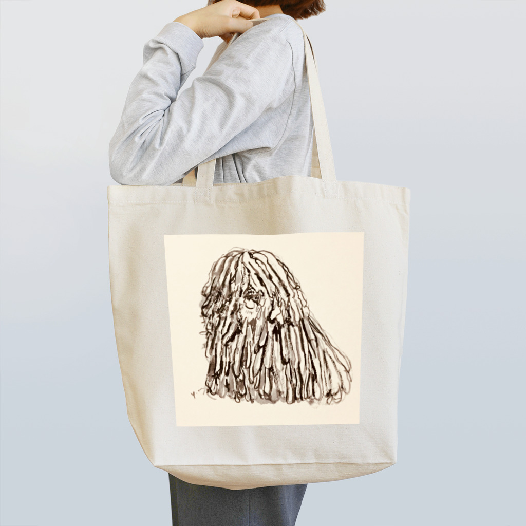 光平洋子のかしこいプーリー犬(おすわり 全身) puli illustration  トートバッグ