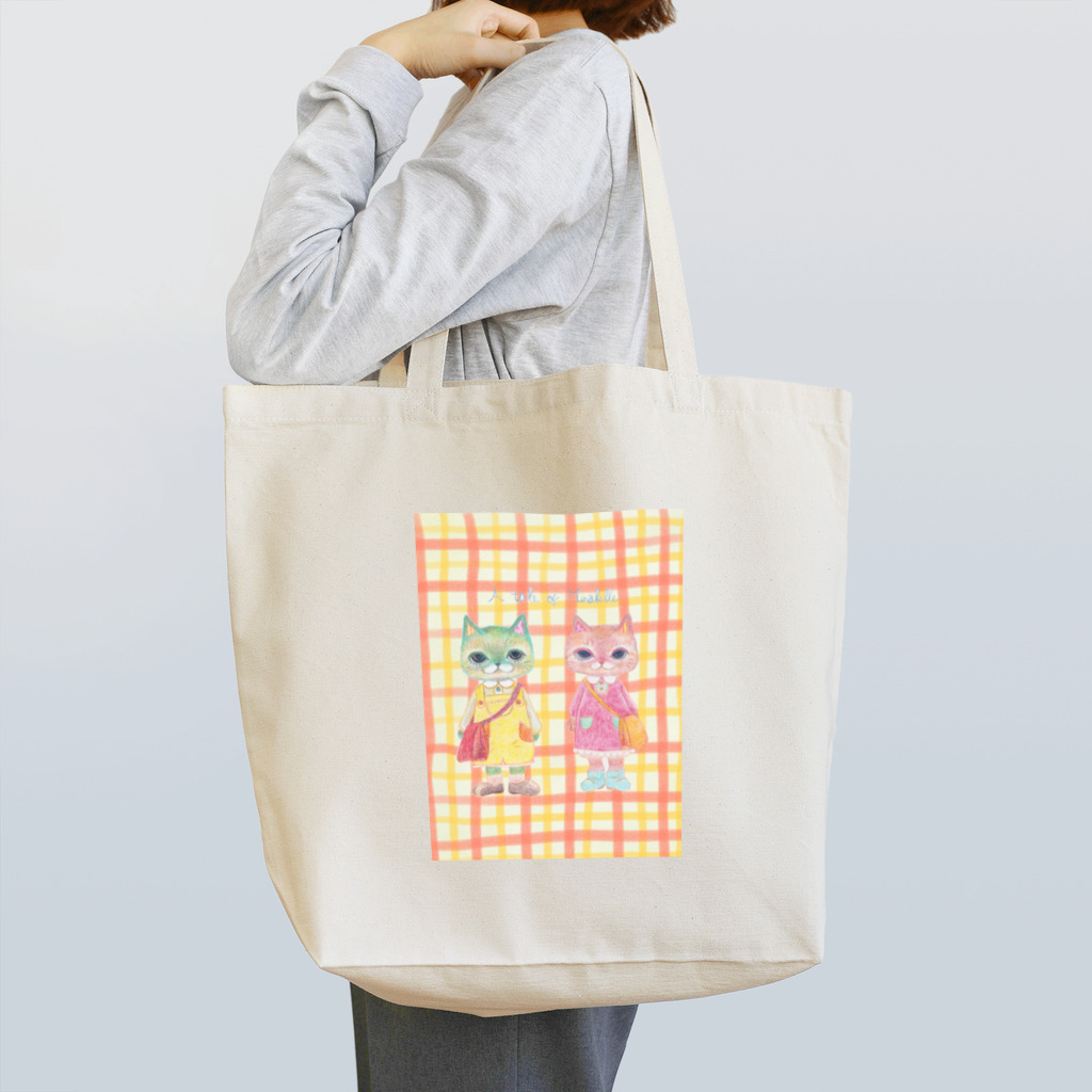 四月研究所 SUZURI店のミラベル　チェック柄 Tote Bag