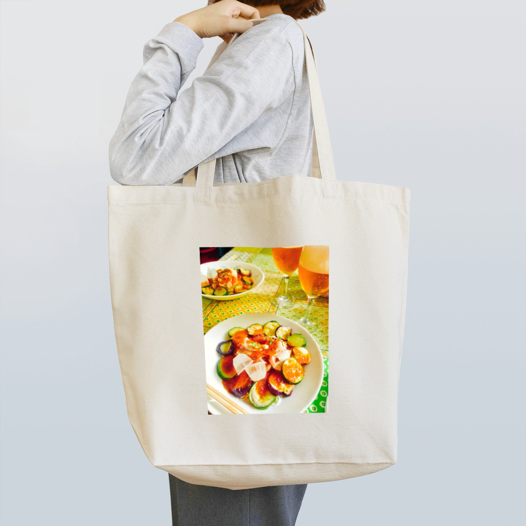 キャッのナスとズッキーニと豚しゃぶのそうめん Tote Bag