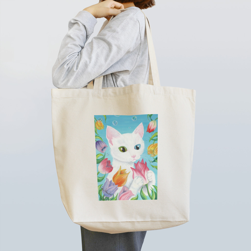 雪猫@LINEスタンプ発売中の春の匂いがするニャア Tote Bag