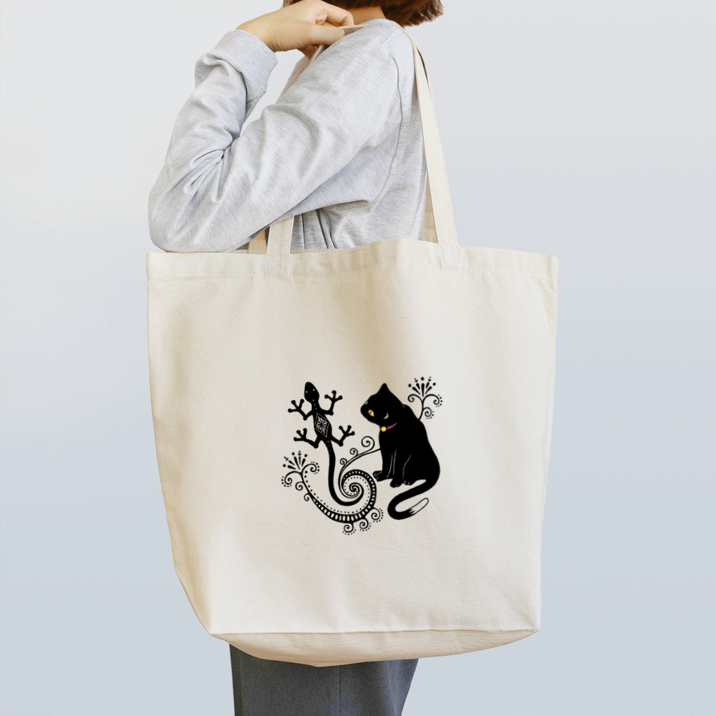 柚子の猫とトカゲ(メヘンディ) Tote Bag