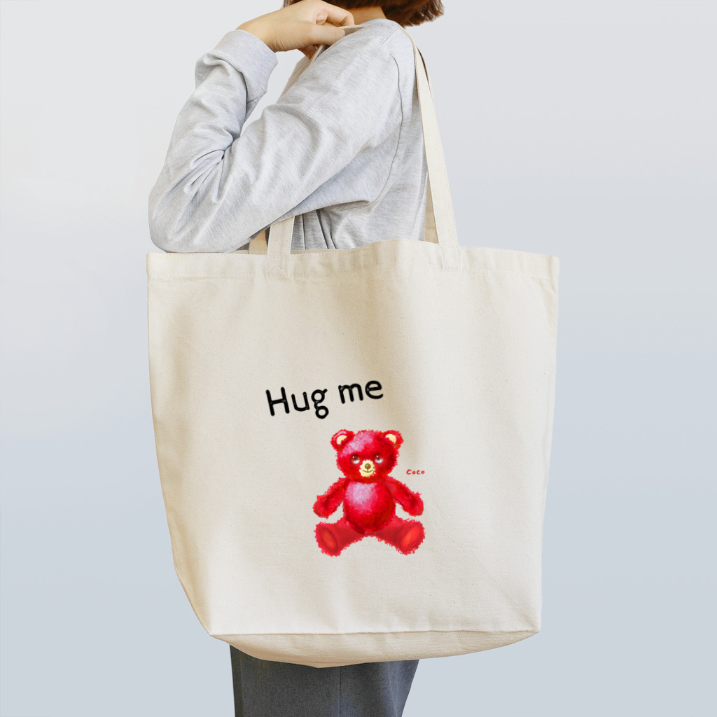cocoartの雑貨屋さんの【Hug me】（赤くま） トートバッグ