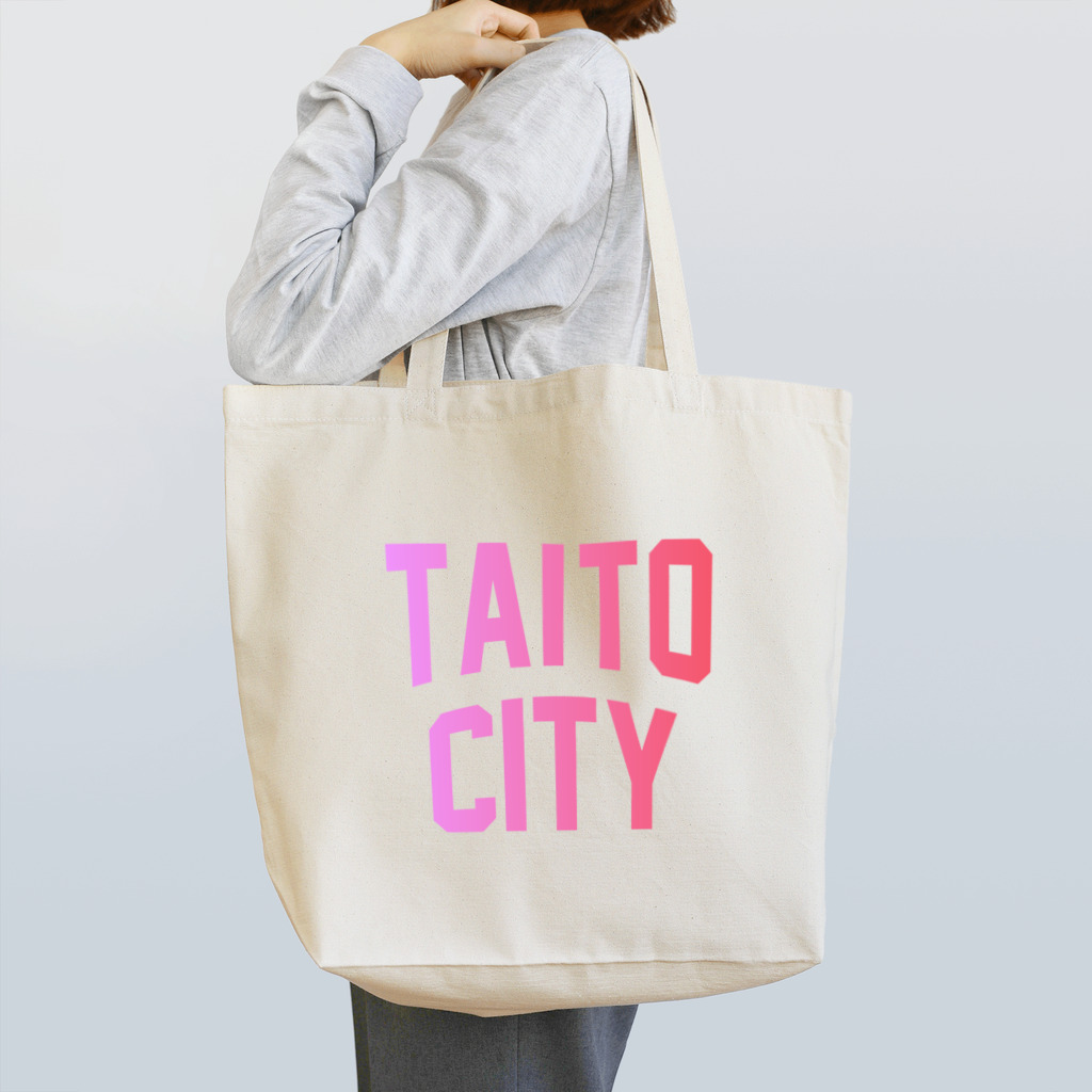 JIMOTO Wear Local Japanの台東区 TAITO TOWN ロゴピンク トートバッグ