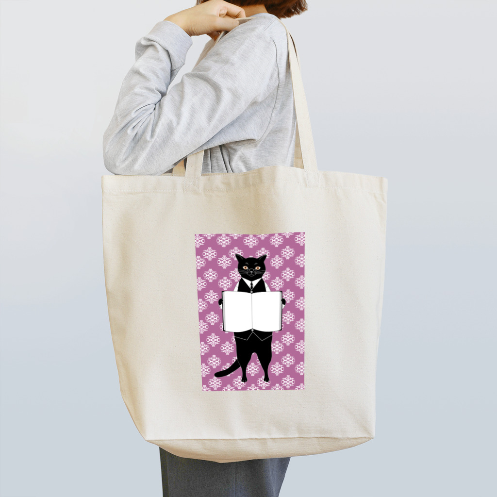 Amiの司書猫 黒猫 トートバッグ