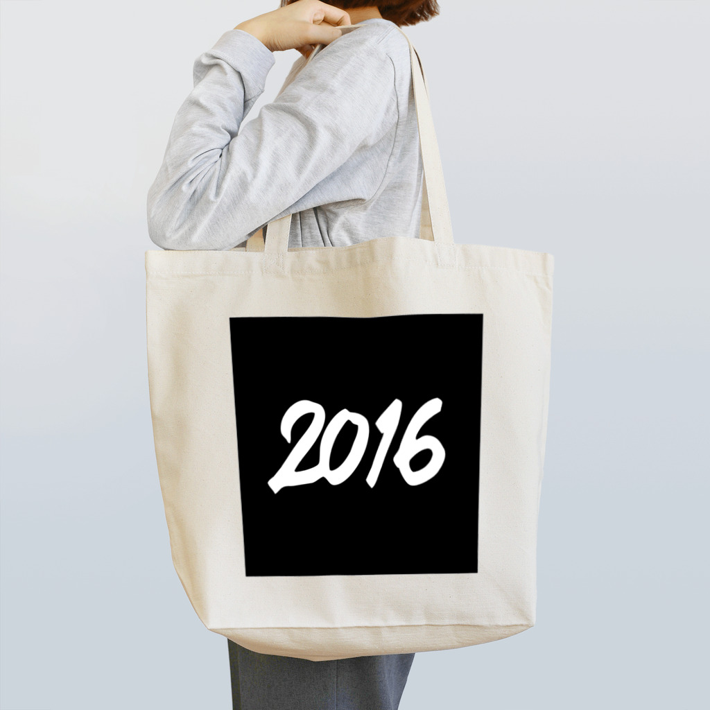 HAPPY 2016の2016正月グッズ SQUARE 666 BLACK トートバッグ