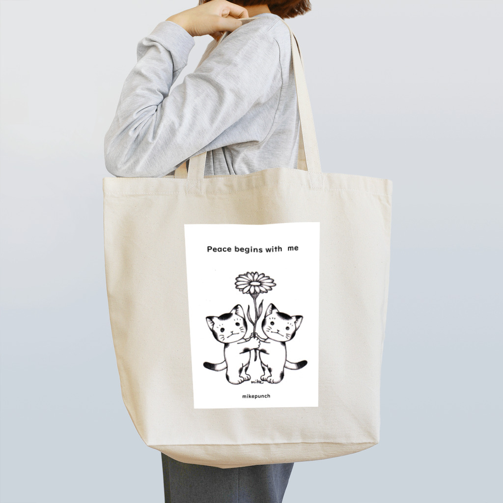 mikepunchのPeace begins with me おにぎりキッズ Tote Bag