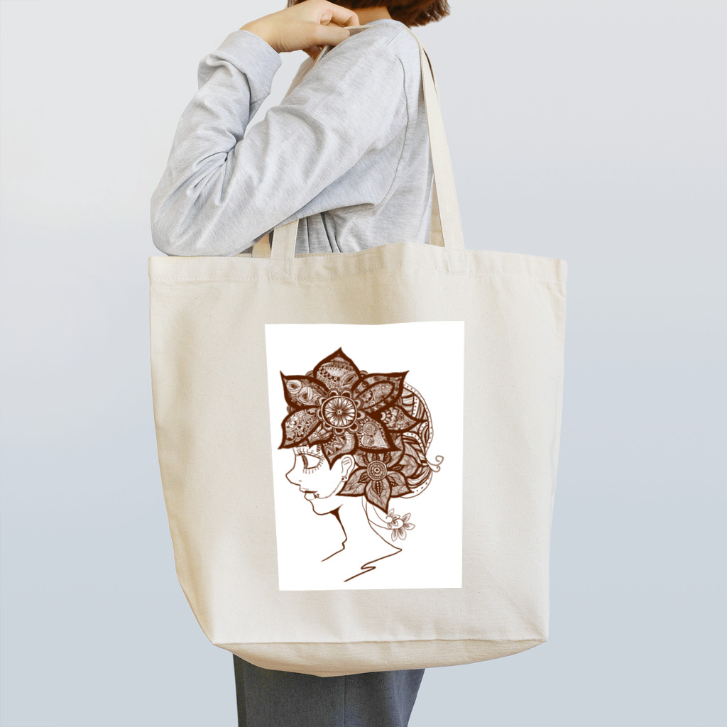 黒猫と風船の花娘 Tote Bag