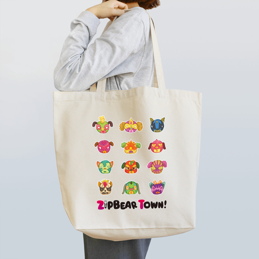 ZipBearTownのプルドック ルチャマスク Tote Bag