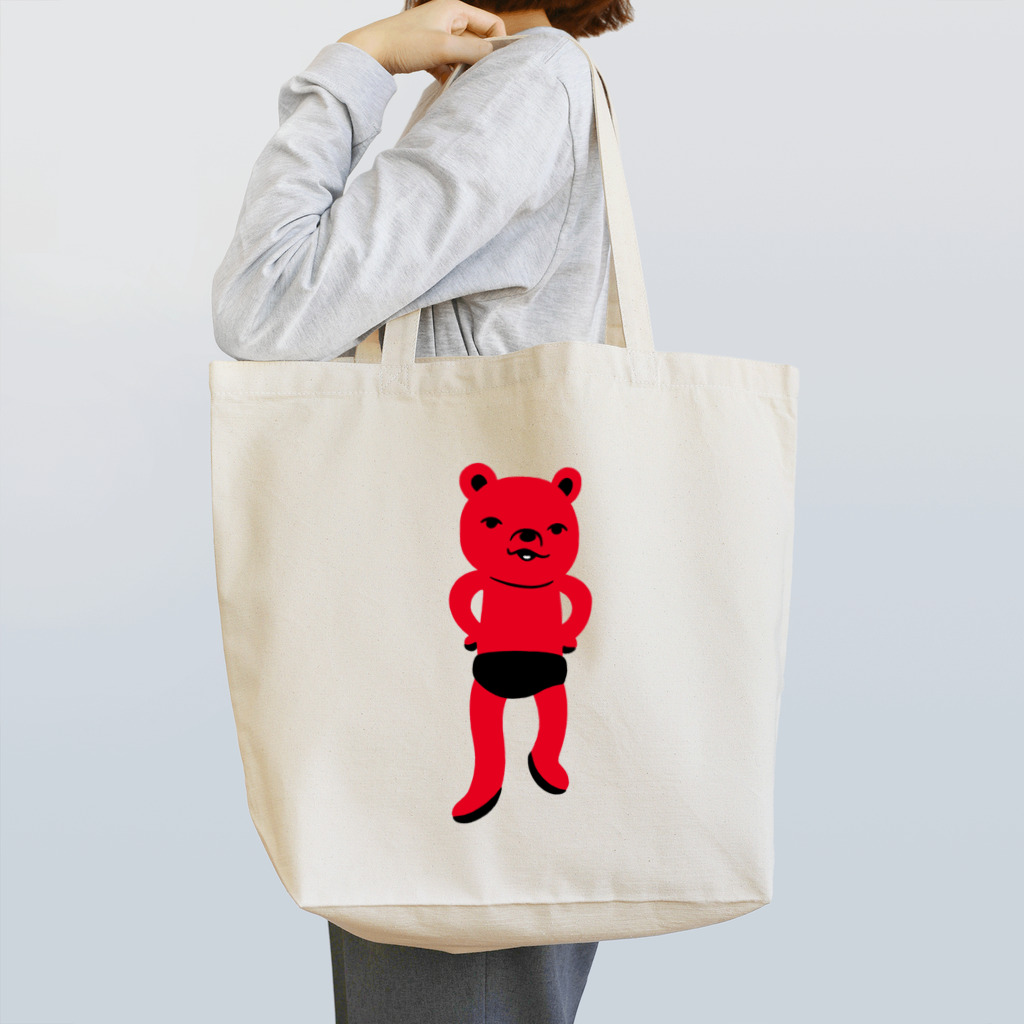 ぴこぽんSUZURIの潔い姿の熊（赤） トートバッグ