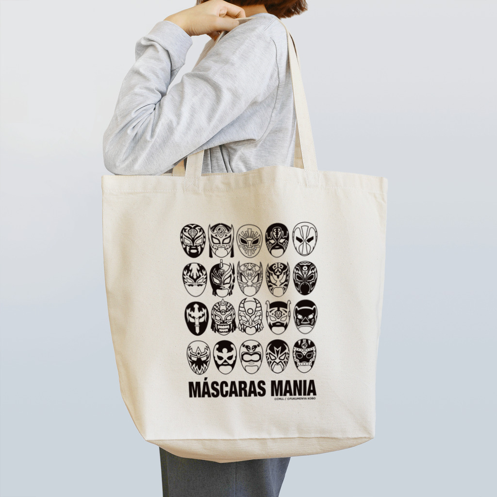 覆面MANIA＆CMLLのMASCARAS MANIA（黒プリント） トートバッグ