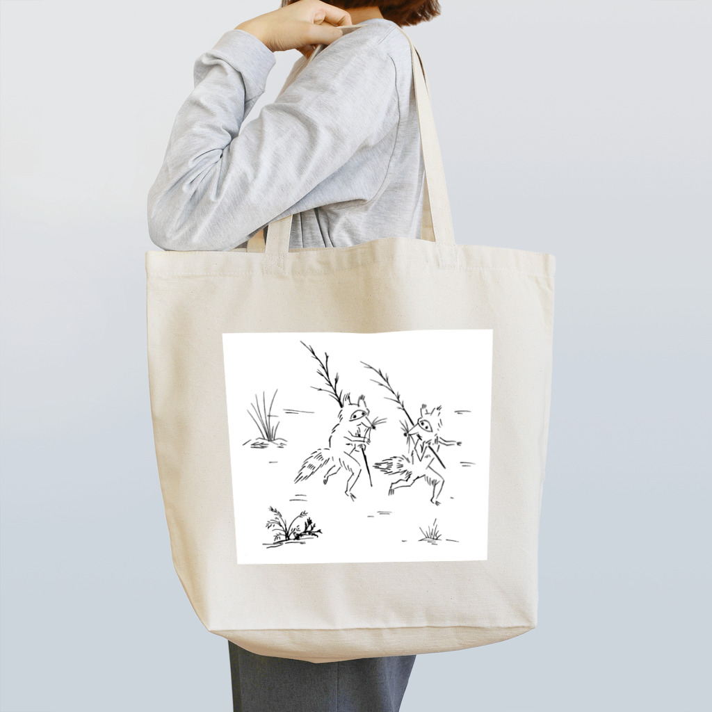 pointless manufactoly ぽいまぬの鳥獣戯画風たぬき Tote Bag