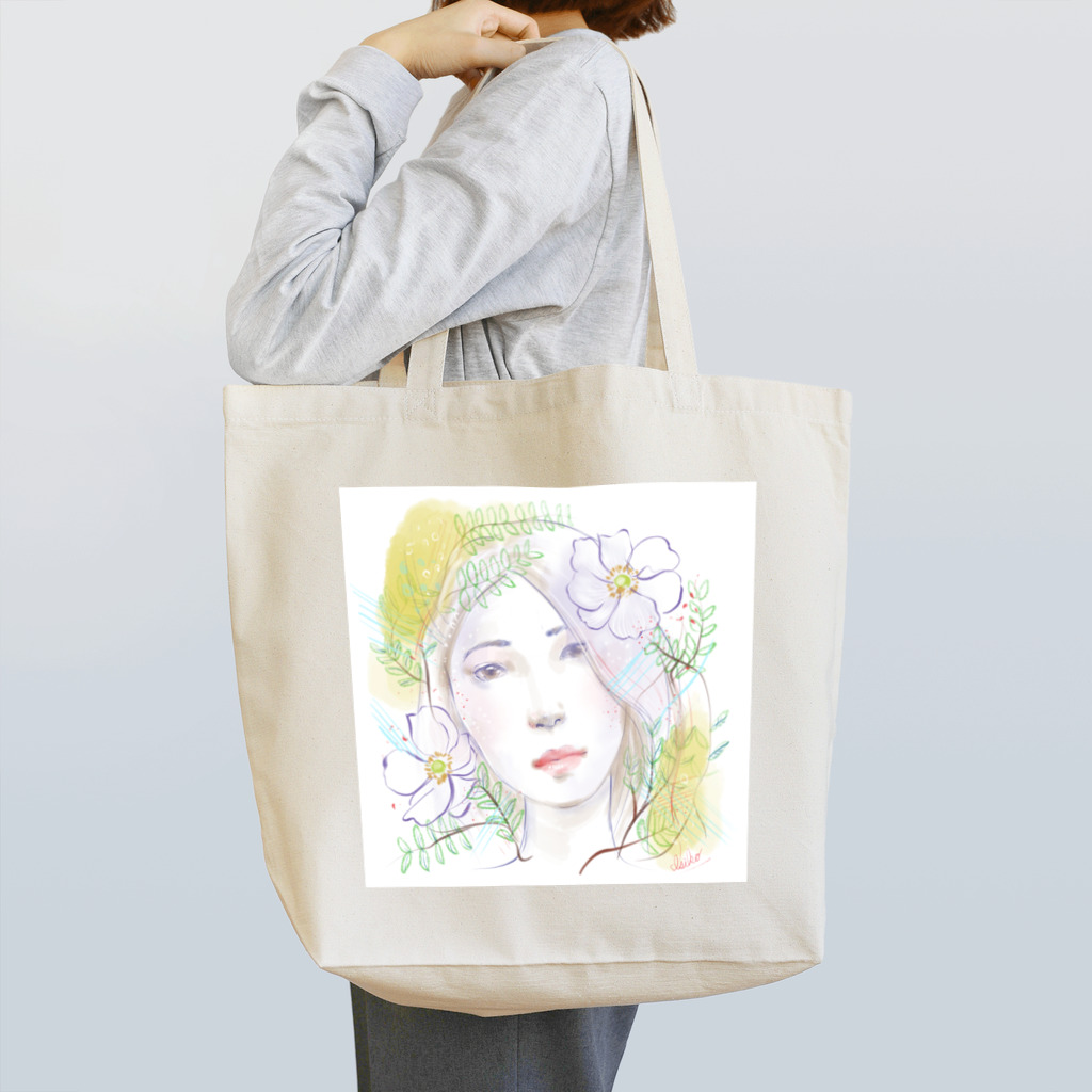 isiko　Miyahara Izumiのお花と水彩の子 トートバッグ