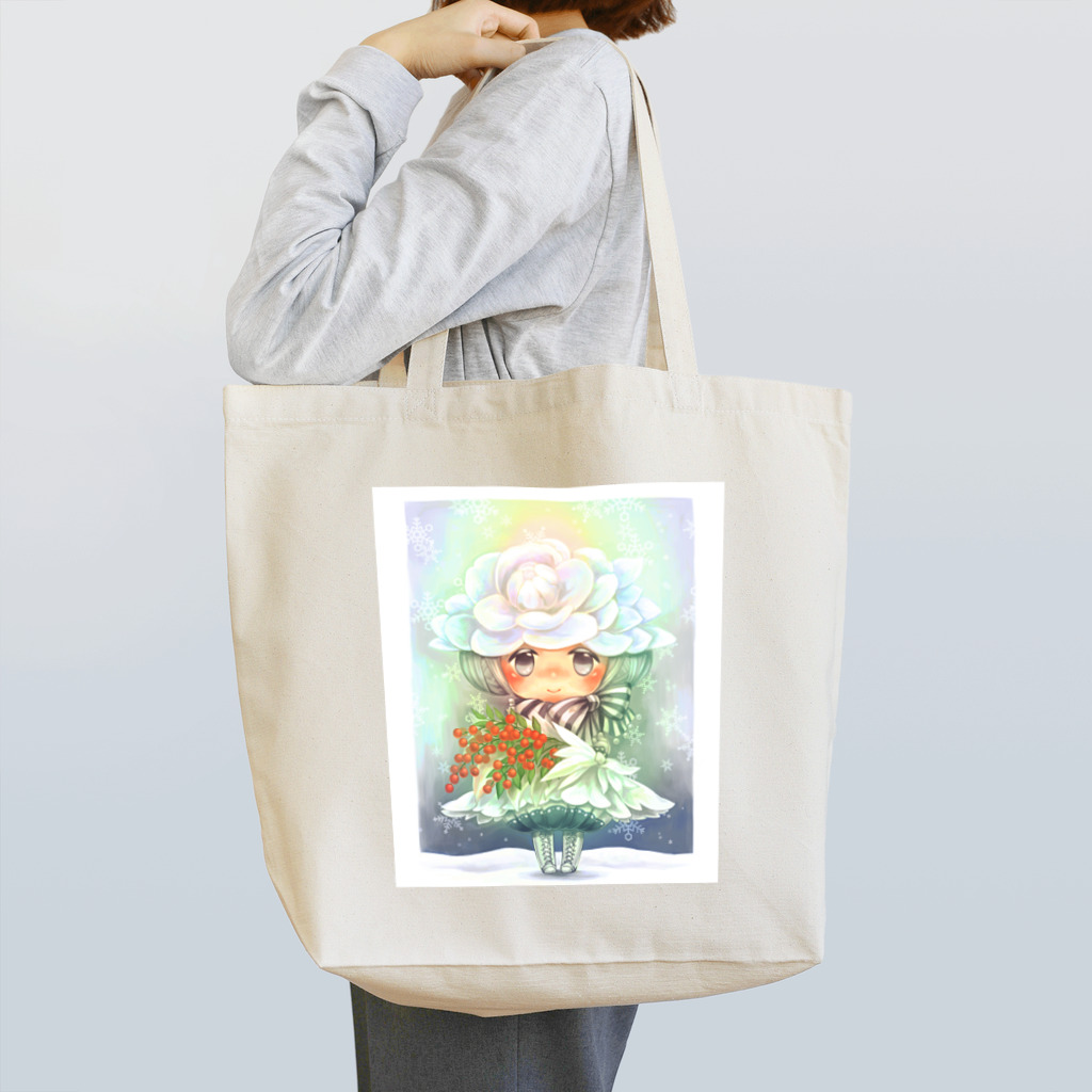 葉月ゆいの山茶花の女の子 トートバッグ