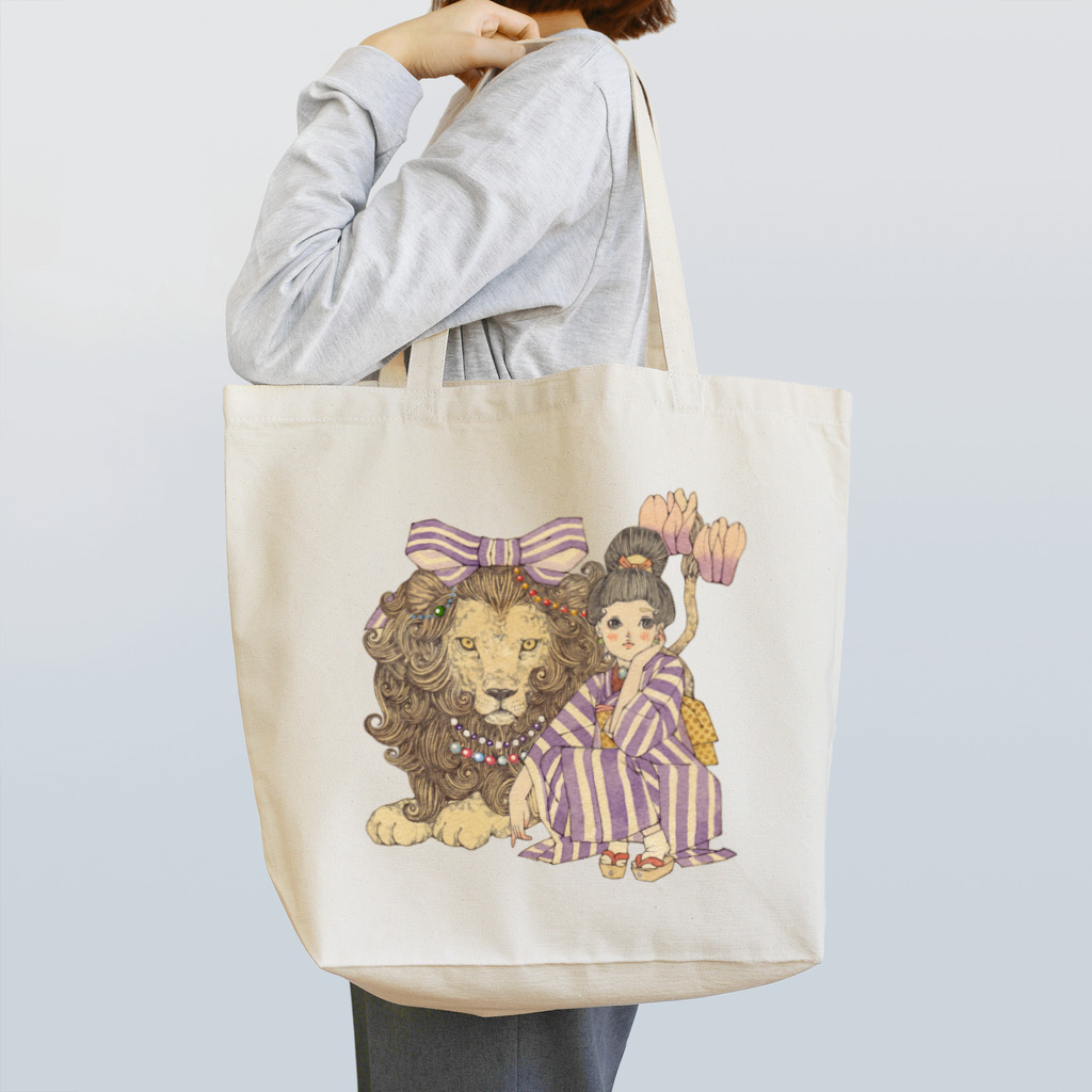 『平成少女絵』のお品物のシクラメンに獅子 トートバッグ