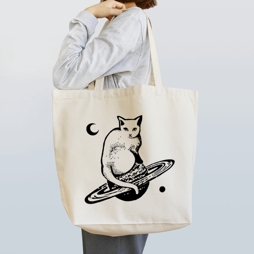 金星灯百貨店のスペースキャット　黒線 Tote Bag