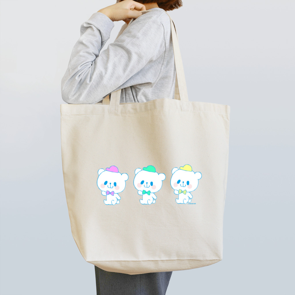 おやまくまオフィシャルWEBSHOP:SUZURI店のカラフルおやまくま３びき Tote Bag