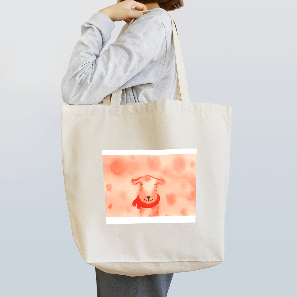 黒宮　望美の赤いマフラーの犬 Tote Bag