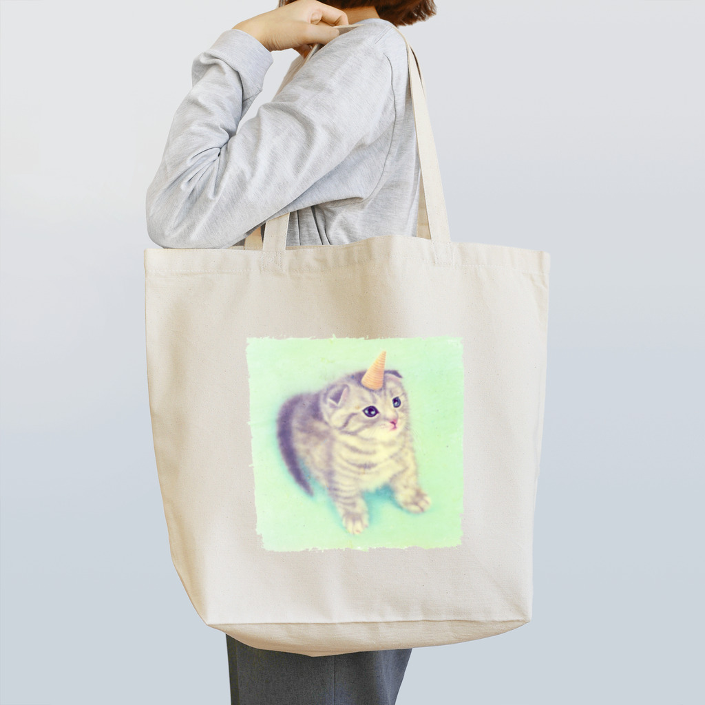 萌獣ファクトリー「純屋」の萌獣 猫 ユニャコーン／ゆにゃんこ：とんがりコーン Tote Bag