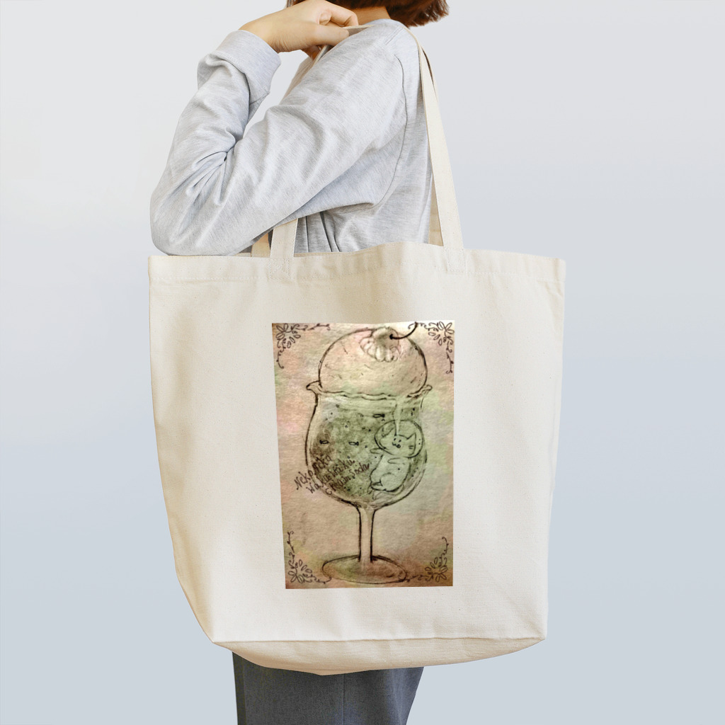 のびネコとおさかなのお店のねこねこわくわくクリームソーダ Tote Bag