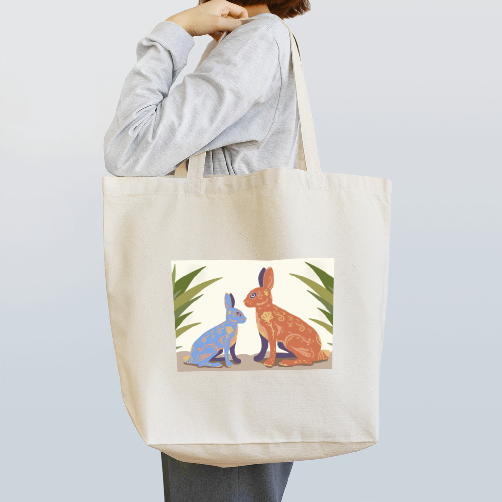 nimo’s WORLDのペイズリーでアラベスクなウサギ（親子背景アリ） Tote Bag