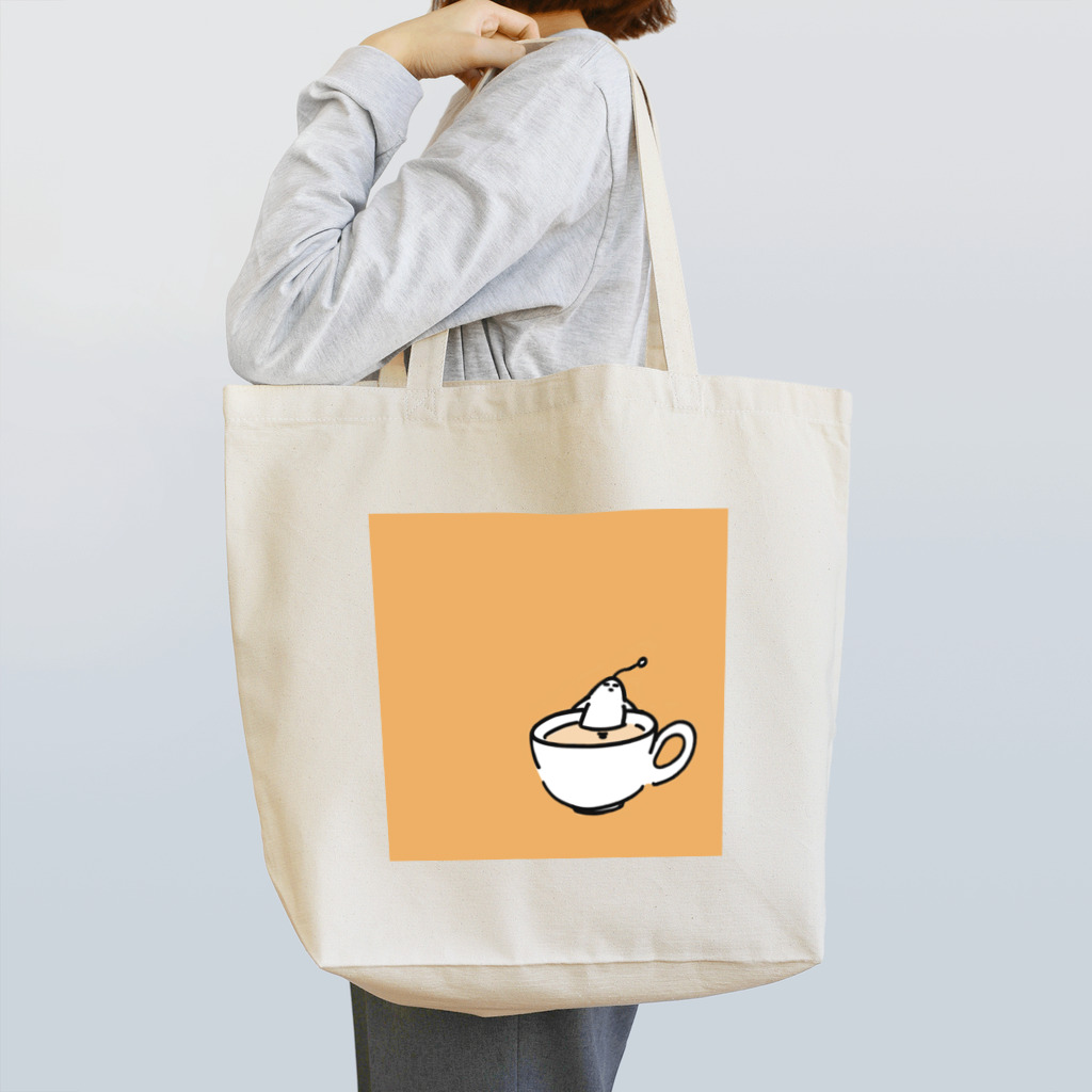 ナニモノカレーベルのティーに浸かるナニモノカさん Tote Bag