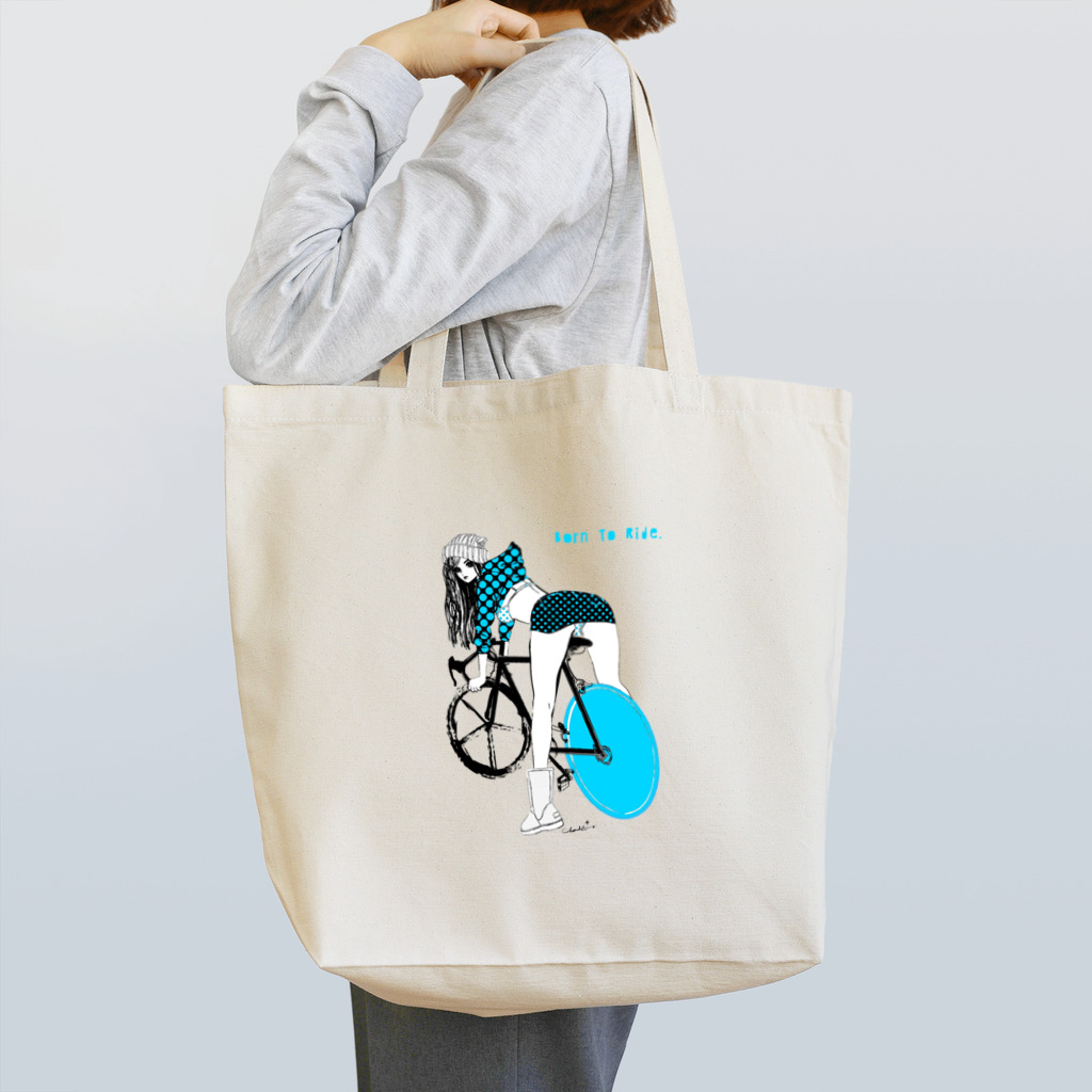 loveclonesの自転車 ガールプリント トートバッグ