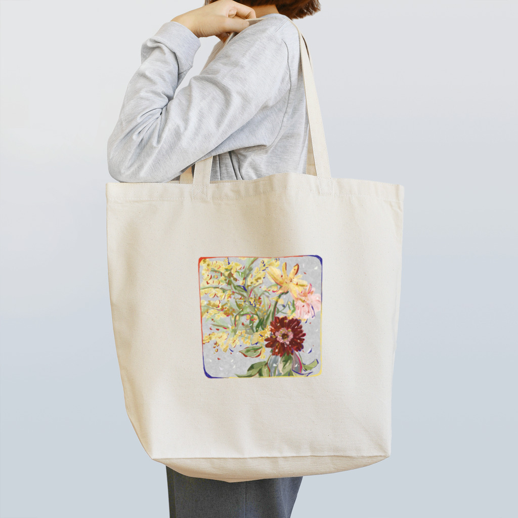 葉月しあ💐イラスト仕事受付中のちょっとリアルなお花 トートバッグ
